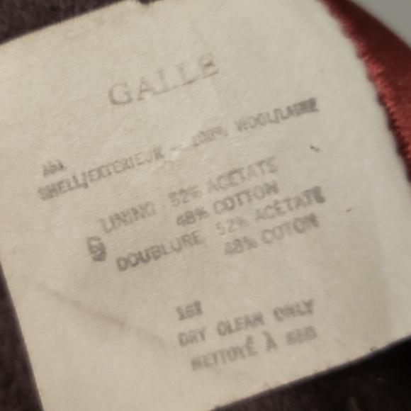 VINTAGE LUBA PARIS Dark Mauve 100% Wool Coat - Picture 8 of 8